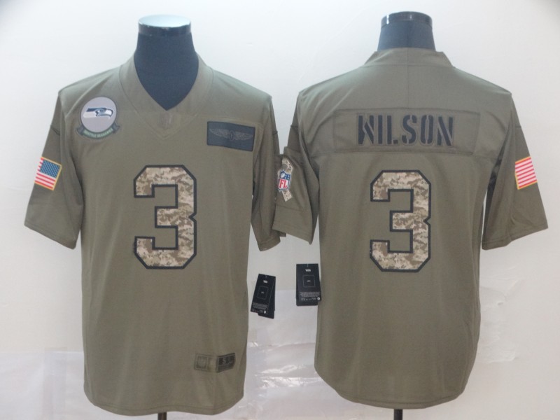 Men's Seattle Seahawks Russell Wilson #3 Brown Jersey